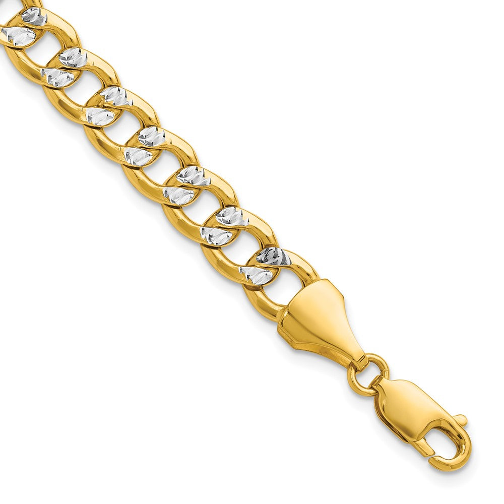 Gold (14K) Semi-Solid Rhodium Pavé Curb Chain
