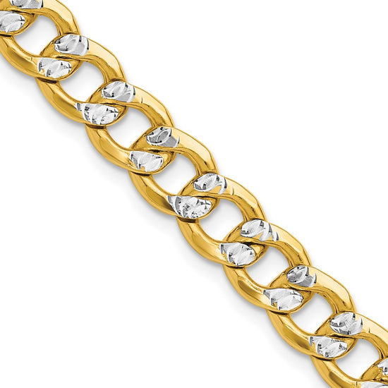 Gold (14K) Semi-Solid Rhodium Pavé Curb Chain