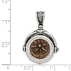 Ancient Coins Sterling Silver and Bronze Antiqued Widow's Mite Coin Reversible Pendant with a Certificate of Authenticity