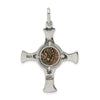 Ancient Coins Sterling Silver and Bronze Antiqued Widow's Mite Coin Cross Pendant with a Certificate of Authenticity