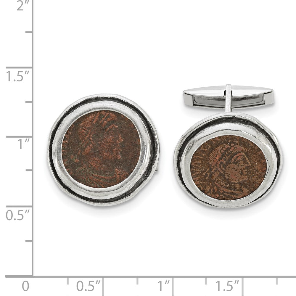 Ancient Coins Sterling Silver and Bronze Antiqued Roman Coin Cufflinks with a Certificate of Authenticity