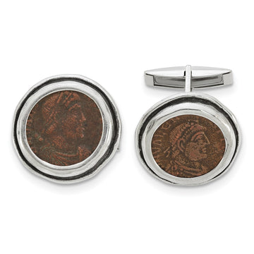 Ancient Coins Sterling Silver and Bronze Antiqued Roman Coin Cufflinks with a Certificate of Authenticity