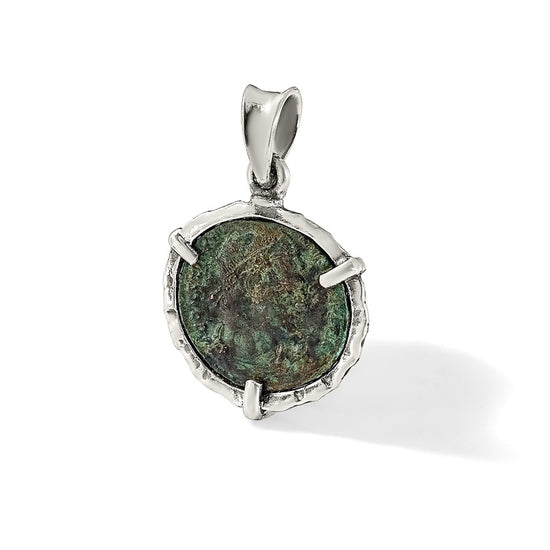 Ancient Coins Sterling Silver and Bronze Antiqued Roman Constantine l Coin Pendant with a Certificate of Authenticity