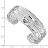 Sterling Silver Rhodium-plated Textured Cuff Bangle
