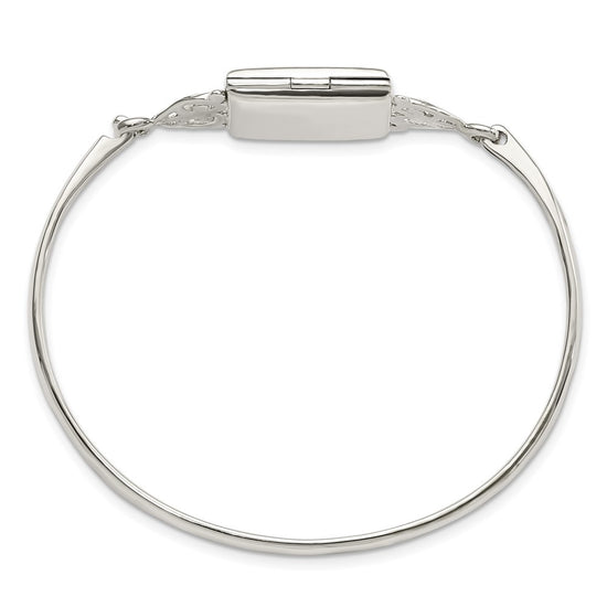Sterling Silver Polished Rectangular 20mm Locket Bangle