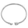 Sterling Silver Rhodium-plated CZ Heart and Key Flexible Bangle
