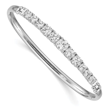 Sterling Silver Rhodium-plated Graduated CZ Hinged Bangle