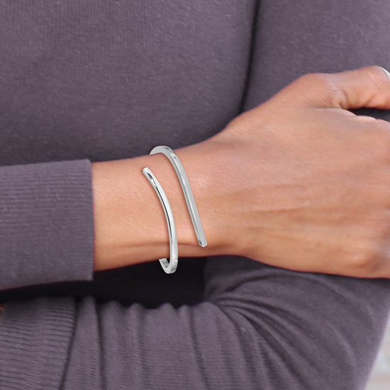 Sterling Silver Bypass Hinged Bracelet