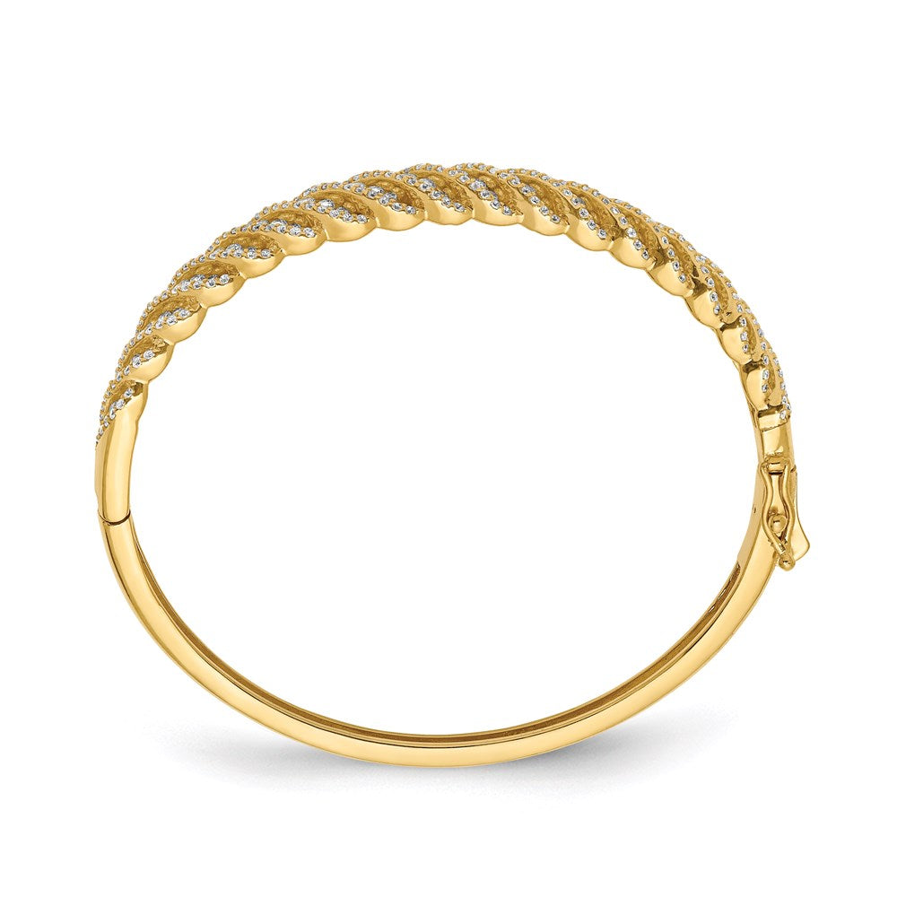 Sterling Silver CZ Hinged Bangle