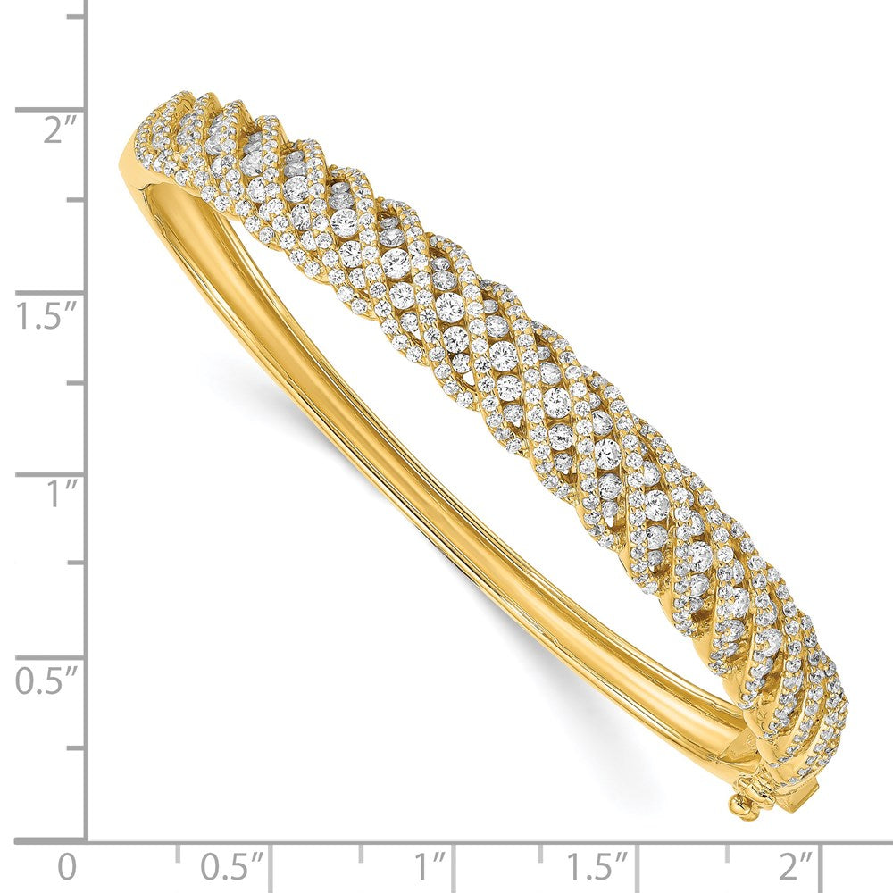 Sterling Silver CZ Hinged Bangle