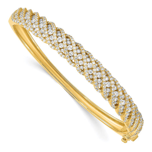 Sterling Silver CZ Hinged Bangle