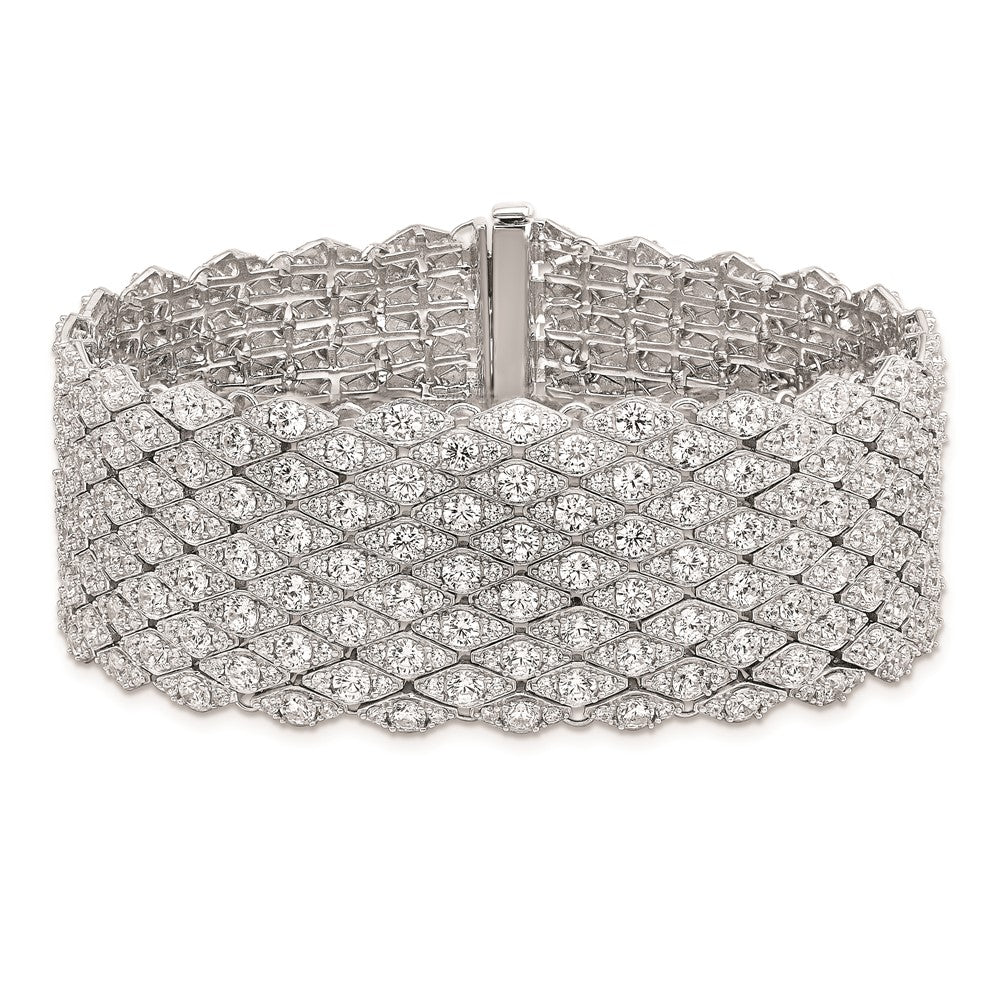 Sterling Shimmer Sterling Silver Rhodium-plated 6.75 inch 759 Stone CZ Mesh Bracelet