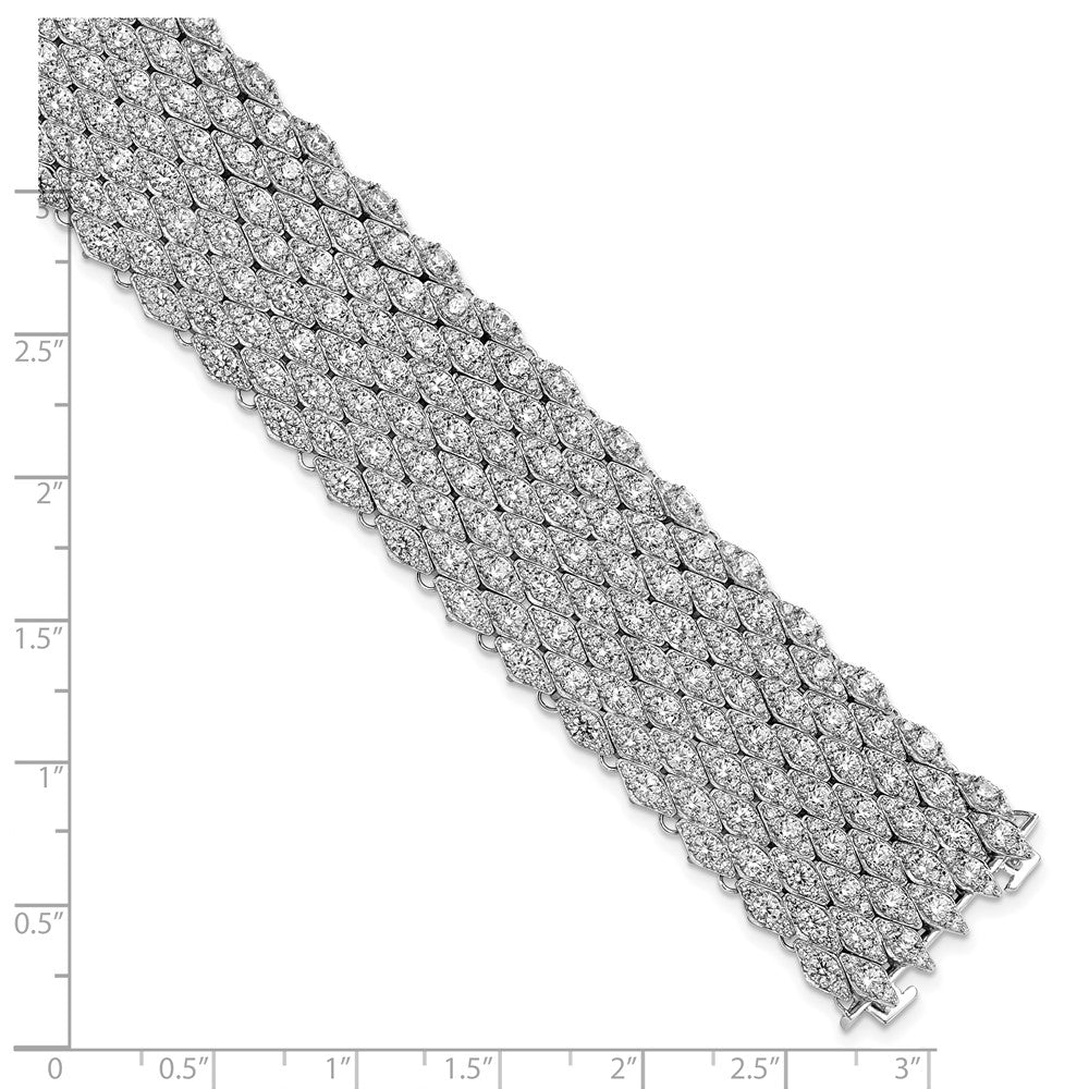 Sterling Shimmer Sterling Silver Rhodium-plated 6.75 inch 759 Stone CZ Mesh Bracelet
