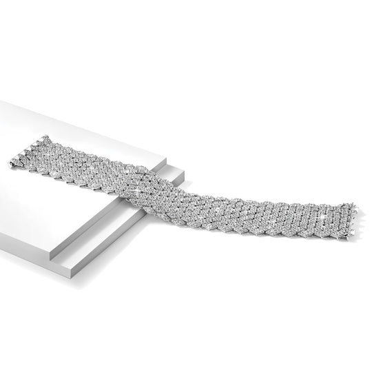 Sterling Shimmer Sterling Silver Rhodium-plated 6.75 inch 759 Stone CZ Mesh Bracelet