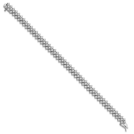 Sterling Shimmer Sterling Silver Rhodium-plated 138 Stone CZ 7 inch Bracelet