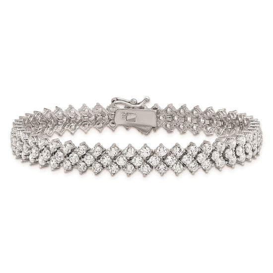 Sterling Shimmer Sterling Silver Rhodium-plated 138 Stone CZ 7 inch Bracelet