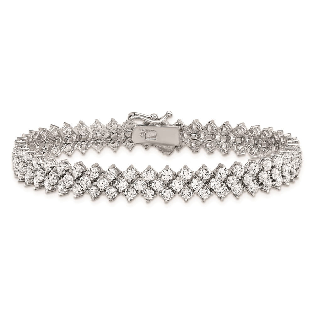 Sterling Shimmer Sterling Silver Rhodium-plated 138 Stone CZ 7 inch Bracelet