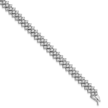 Sterling Shimmer Sterling Silver Rhodium-plated 138 Stone CZ 7 inch Bracelet
