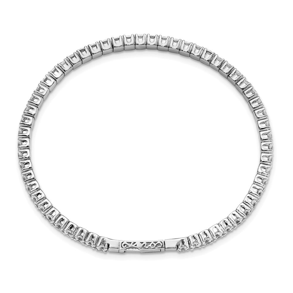 Sterling Shimmer Sterling Silver Rhodium-plated 51 Stone CZ Flexible Bangle Bracelet