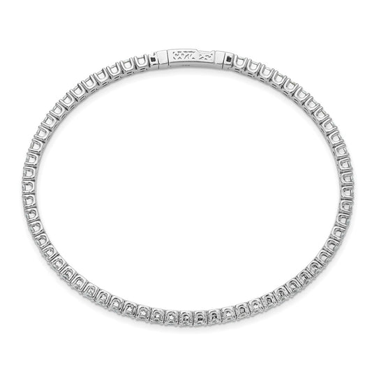 Sterling Shimmer Sterling Silver Rhodium-plated 51 Stone CZ Flexible Bangle Bracelet