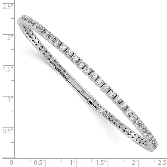 Sterling Shimmer Sterling Silver Rhodium-plated 51 Stone CZ Flexible Bangle Bracelet