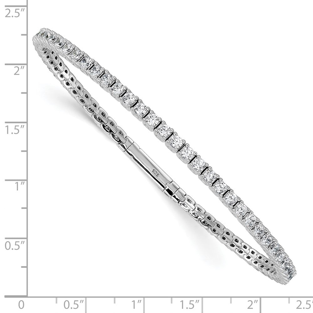 Sterling Shimmer Sterling Silver Rhodium-plated 51 Stone CZ Flexible Bangle Bracelet