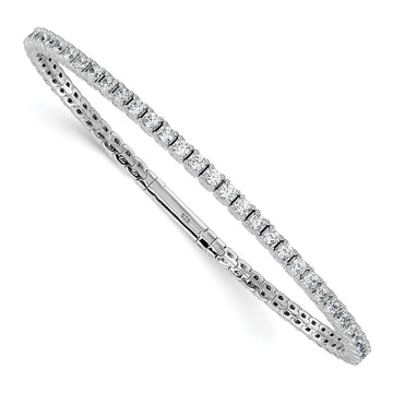 Sterling Shimmer Sterling Silver Rhodium-plated 51 Stone CZ Flexible Bangle Bracelet