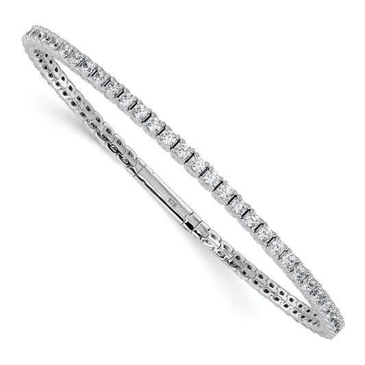 Sterling Shimmer Sterling Silver Rhodium-plated 51 Stone CZ Flexible Bangle Bracelet