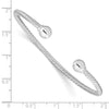 Sterling Silver Rhod-plated Twisted w/1 Thread Ball Cuff Bangle
