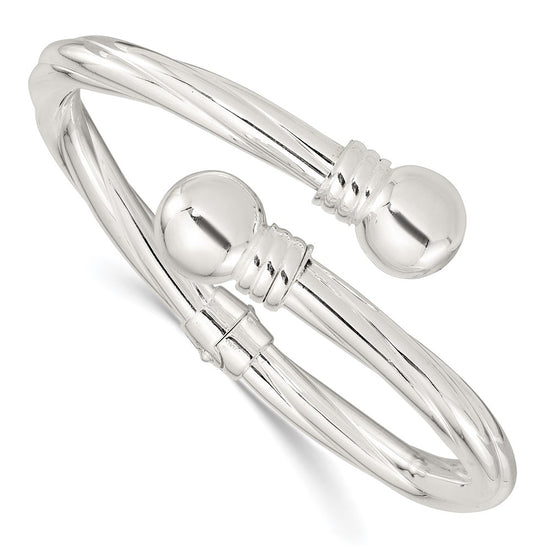Sterling Silver Polished Twist Patterned Hinged Bangle