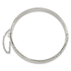 Sterling Silver Rhodium-plated Polished and D/C 7.00mm Hinged Bangle