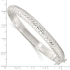 Sterling Silver Rhodium-plated Polished and D/C 7.00mm Hinged Bangle