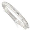 Sterling Silver Rhodium-plated Polished and D/C 7.00mm Hinged Bangle