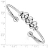Sterling Silver Rhod-plated Polished Knot Beads Cuff Bangle