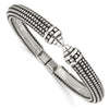 Sterling Silver Polished and Antiqued Beaded Hinged Bangle Bracelet