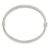 Sterling Silver Polished Textured Hinged Bangle Bracelet