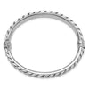 Sterling Silver Polished Rhodium-plated Textured Link Hinged Bangle Bracele