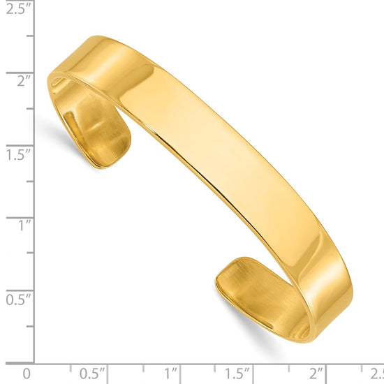 Sterling Silver Gold-tone 9.75mm Cuff Bangle Bracelet