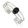 Sterling Silver Synthetic Onyx Three Strand Cuff Bangle Bracelet