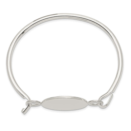 Sterling Silver Bangle w/Round ID Plate Bracelet