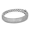 Sterling Shimmer Sterling Silver Rhodium-plated 568 Stone CZ Pav‚ Hinged Bangle