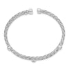 Sterling Silver Polished Rhodium-plated Double Strand CZ Cuff Bangle