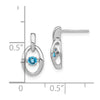 Sterling Silver Rhodium Blue Topaz Birthstone Vibrant Earrings
