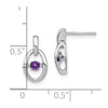 Sterling Silver Rhodium Amethyst Birthstone Vibrant Earrings