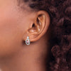Sterling Silver Rhodium Pink CZ Birthstone Vibrant Earrings