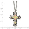 Landstrom's Mt. Rushmore Black Hills Sterling Silver 12K Gold Accents Antiqued Cross 18 inch Spring Ring Clasp Necklace