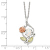 Landstrom's Mt. Rushmore Black Hills Sterling Silver 12K Gold Accents Rose and Lab Created White Opal 18 inch Spring Ring Clasp Necklace