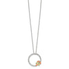 Sterling Silver Rhod-pltd w/12K Accents CZ Circle 18in Necklace