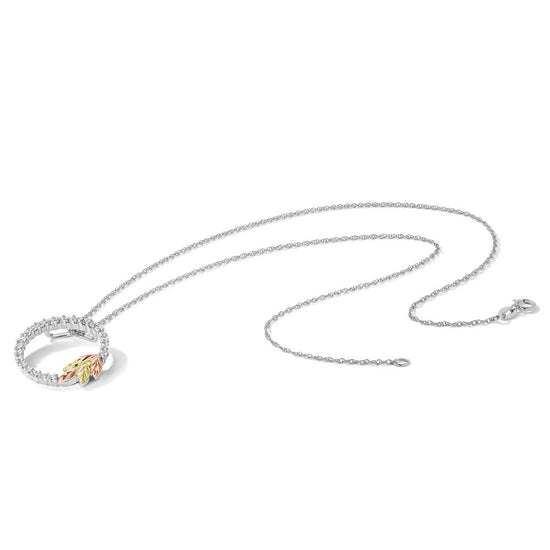 Sterling Silver Rhod-pltd w/12K Accents CZ Circle 18in Necklace