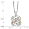 Sterling Silver RH-pltd w/12K Accents Diamond Love Knot 18in Necklace
